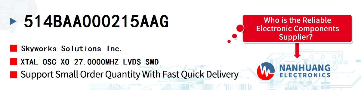 514BAA000215AAG Skyworks XTAL OSC XO 27.0000MHZ LVDS SMD