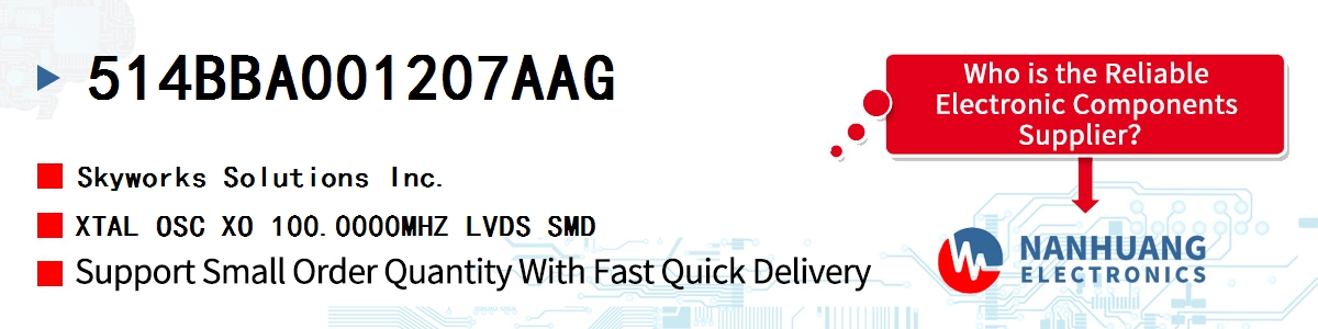 514BBA001207AAG Skyworks XTAL OSC XO 100.0000MHZ LVDS SMD