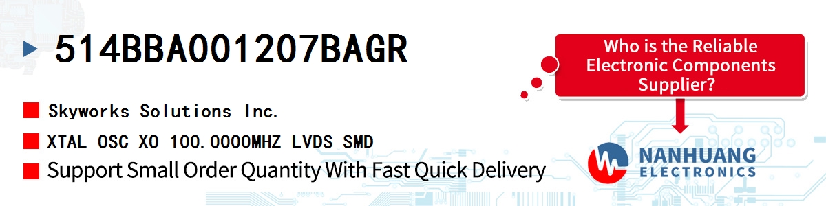 514BBA001207BAGR Skyworks XTAL OSC XO 100.0000MHZ LVDS SMD