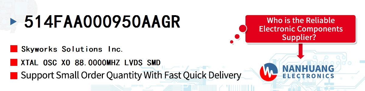 514FAA000950AAGR Skyworks XTAL OSC XO 88.0000MHZ LVDS SMD