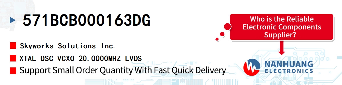 571BCB000163DG Skyworks XTAL OSC VCXO 20.0000MHZ LVDS