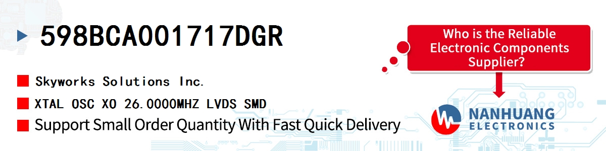 598BCA001717DGR Skyworks XTAL OSC XO 26.0000MHZ LVDS SMD