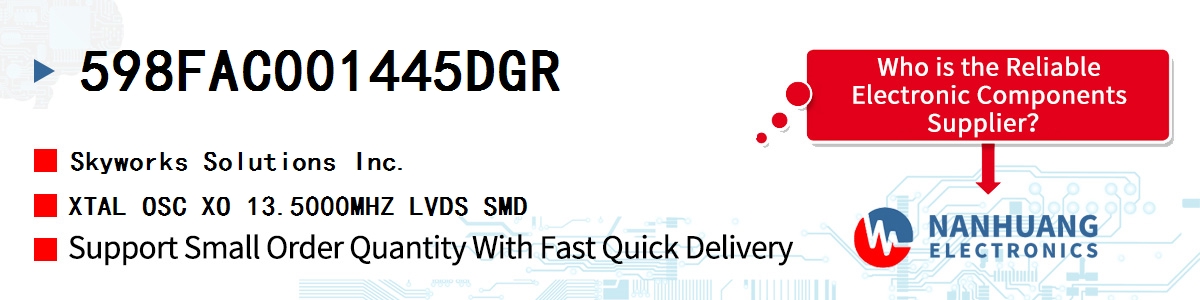 598FAC001445DGR Skyworks XTAL OSC XO 13.5000MHZ LVDS SMD