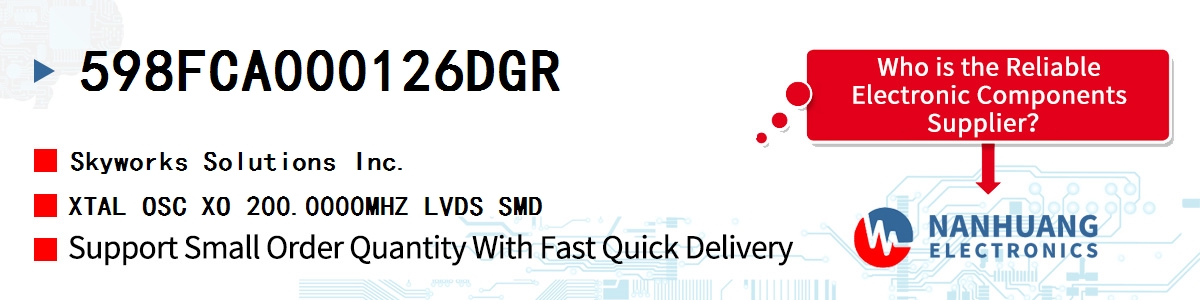 598FCA000126DGR Skyworks XTAL OSC XO 200.0000MHZ LVDS SMD