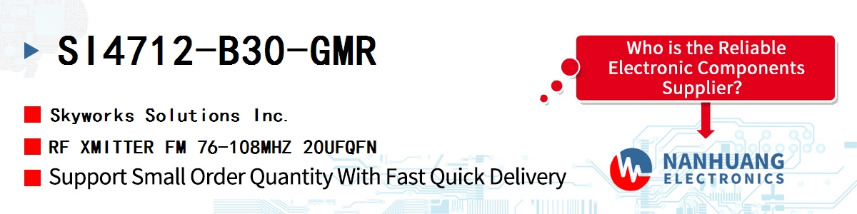 SI4712-B30-GMR Skyworks RF XMITTER FM 76-108MHZ 20UFQFN