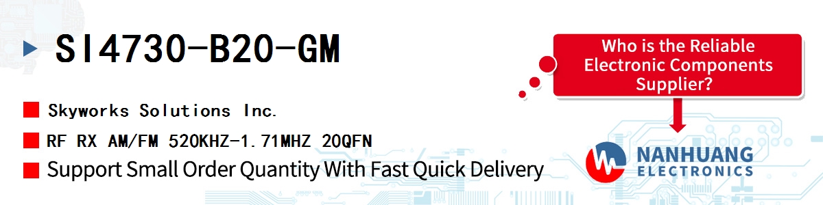 SI4730-B20-GM Skyworks RF RX AM/FM 520KHZ-1.71MHZ 20QFN