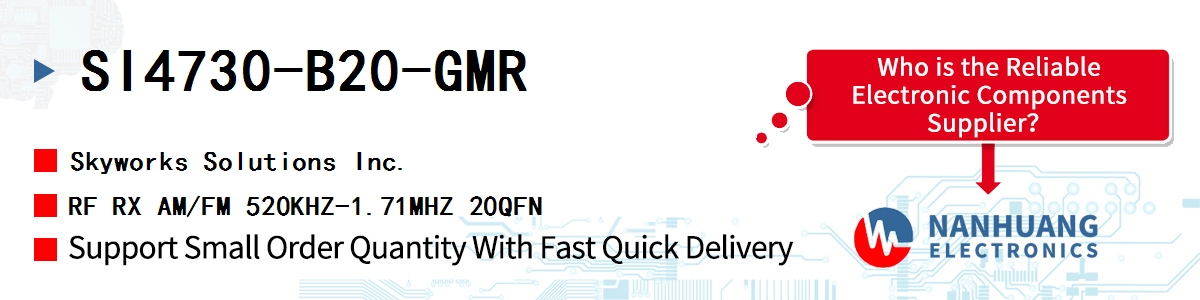 SI4730-B20-GMR Skyworks RF RX AM/FM 520KHZ-1.71MHZ 20QFN