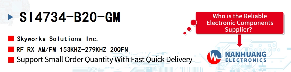 SI4734-B20-GM Skyworks RF RX AM/FM 153KHZ-279KHZ 20QFN