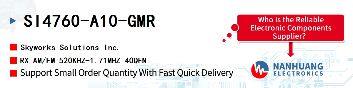 SI4760-A10-GMR Skyworks RX AM/FM 520KHZ-1.71MHZ 40QFN