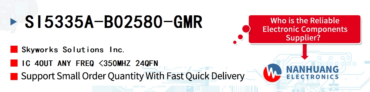 SI5335A-B02580-GMR Skyworks IC 4OUT ANY FREQ <350MHZ 24QFN