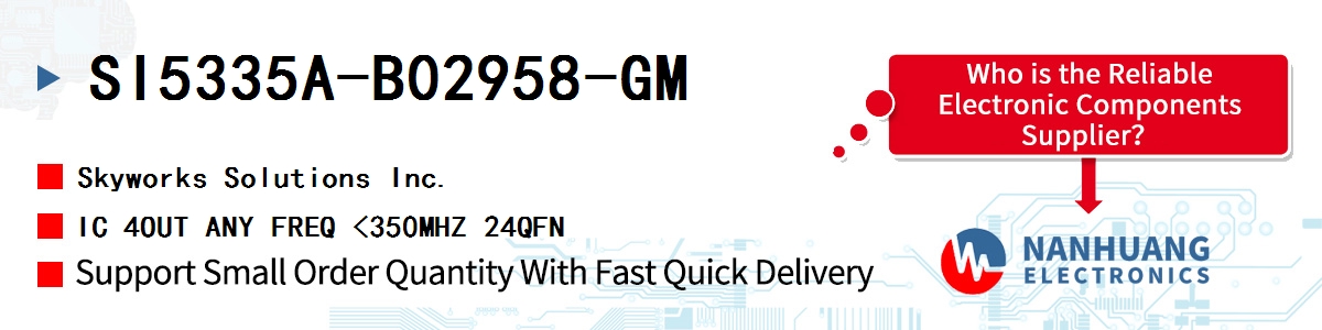 SI5335A-B02958-GM Skyworks IC 4OUT ANY FREQ <350MHZ 24QFN