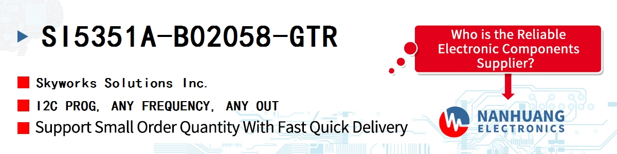 SI5351A-B02058-GTR Skyworks I2C PROG, ANY FREQUENCY, ANY OUT