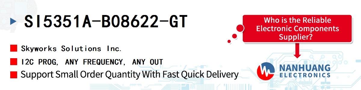 SI5351A-B08622-GT Skyworks I2C PROG, ANY FREQUENCY, ANY OUT